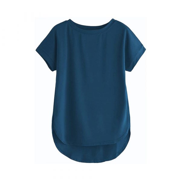 Women Solid Round Neck Cotton  T-Shirt - Imagen 5