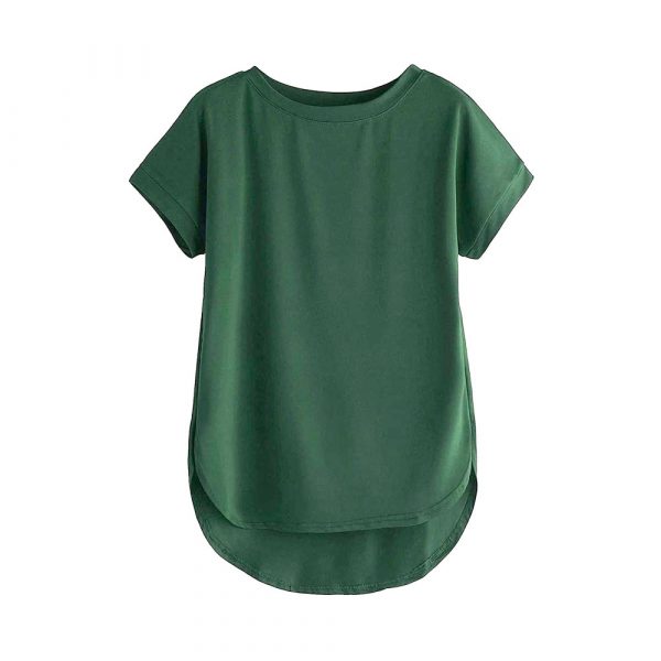 Women Solid Round Neck Cotton  T-Shirt - Imagen 9