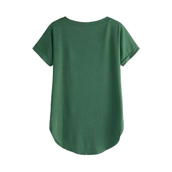 Women Solid Round Neck Cotton  T-Shirt - Imagen 10