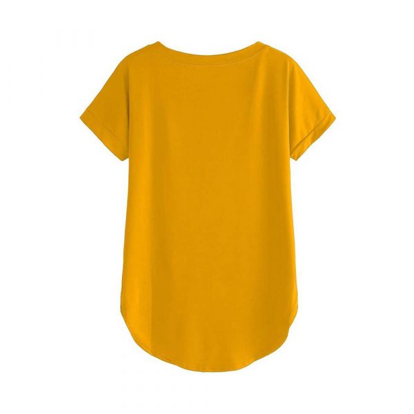 Women Solid Round Neck Cotton  T-Shirt - Imagen 2